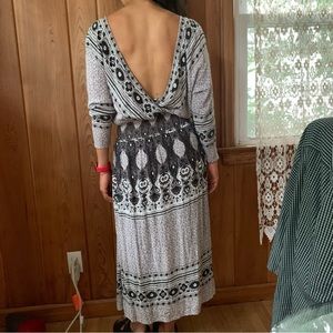 Free People Size Small Midi V neck open back Boho Cowboy